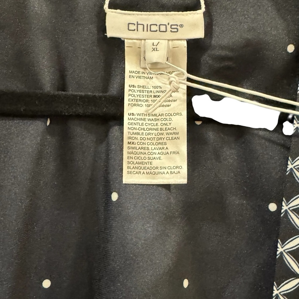 NWT Chico’s Navy White Covering Ruana Short Kimono Women’s Sz L/XL - Picture 6 of 11